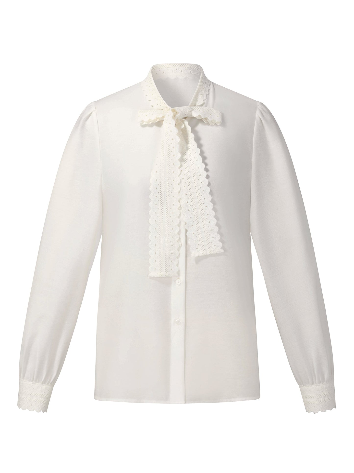 [Preview] Acetate Blend Lace Bow Tie Women Shirt