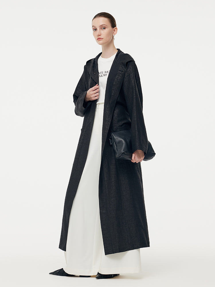 18 Momme Xiang Yun Silk Hooded Unisex Trench Coat