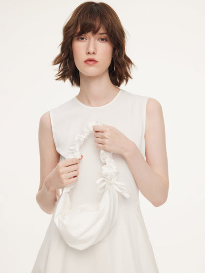 100% Cotton Bubble Hem Women Sleeveless Maxi Dress With Bag