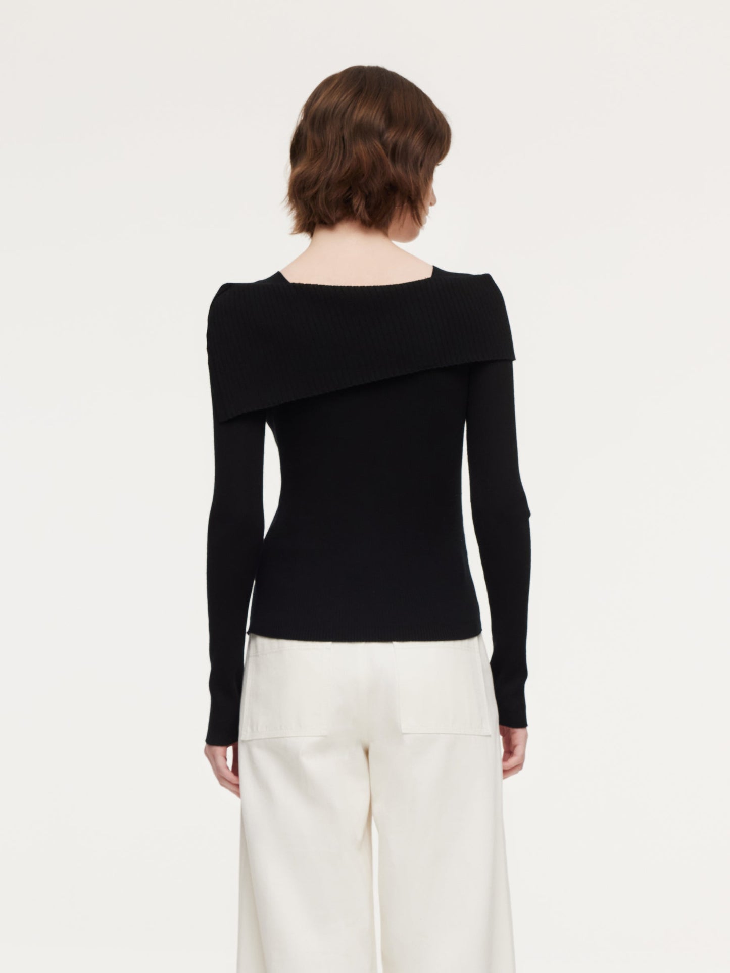 100% Wool Boat Neck Women Knit Top