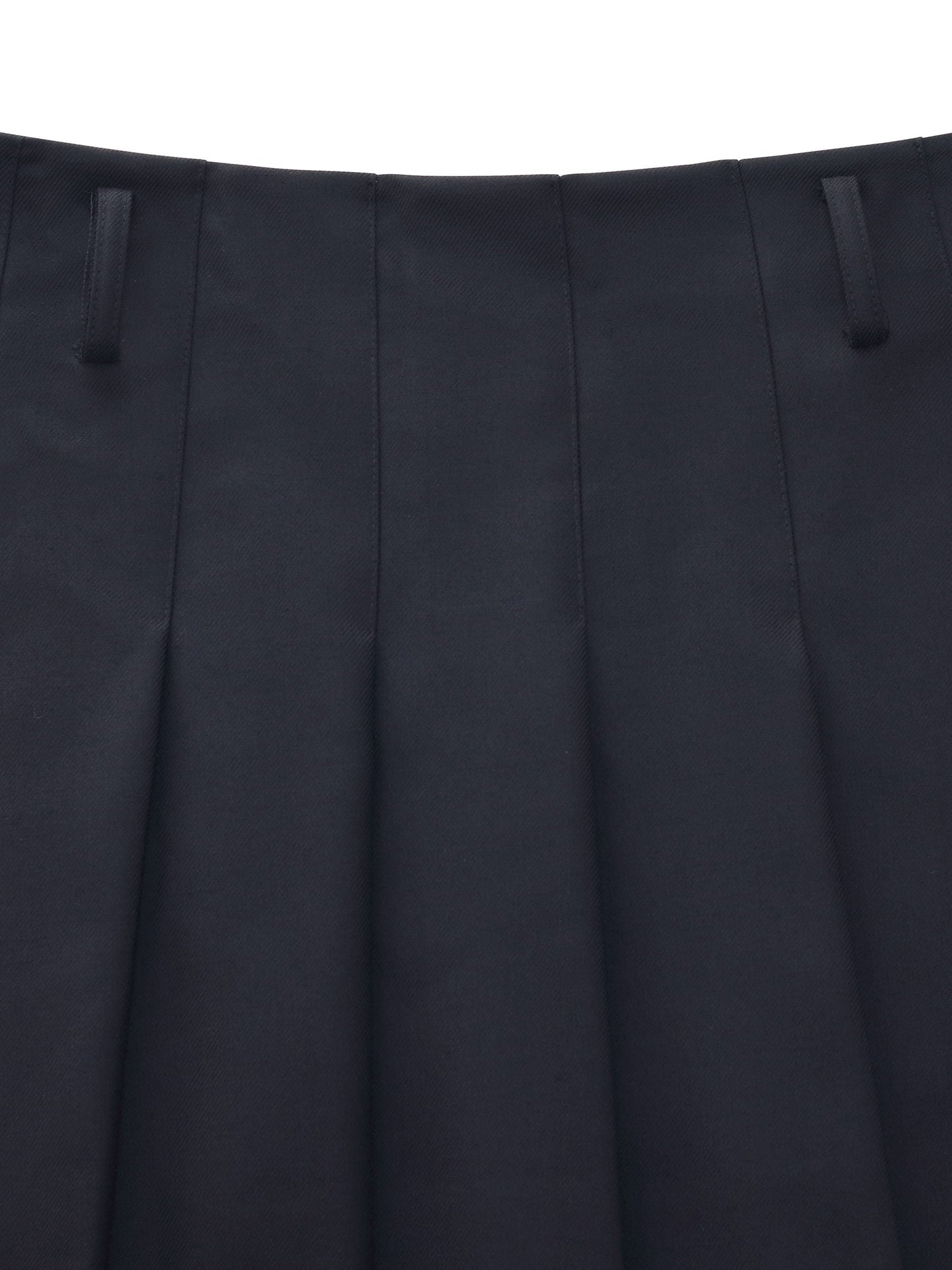 100% Wool Side Slit Women Pleated Skirt With Belt