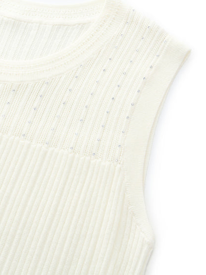 Lyocell Blend Rhinestone Women Knit Tank Top
