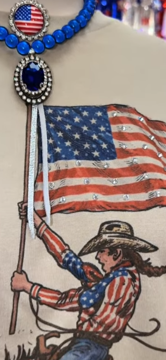 Liberty Rider Cowgirl | Luxe Crystal Graphic Tee