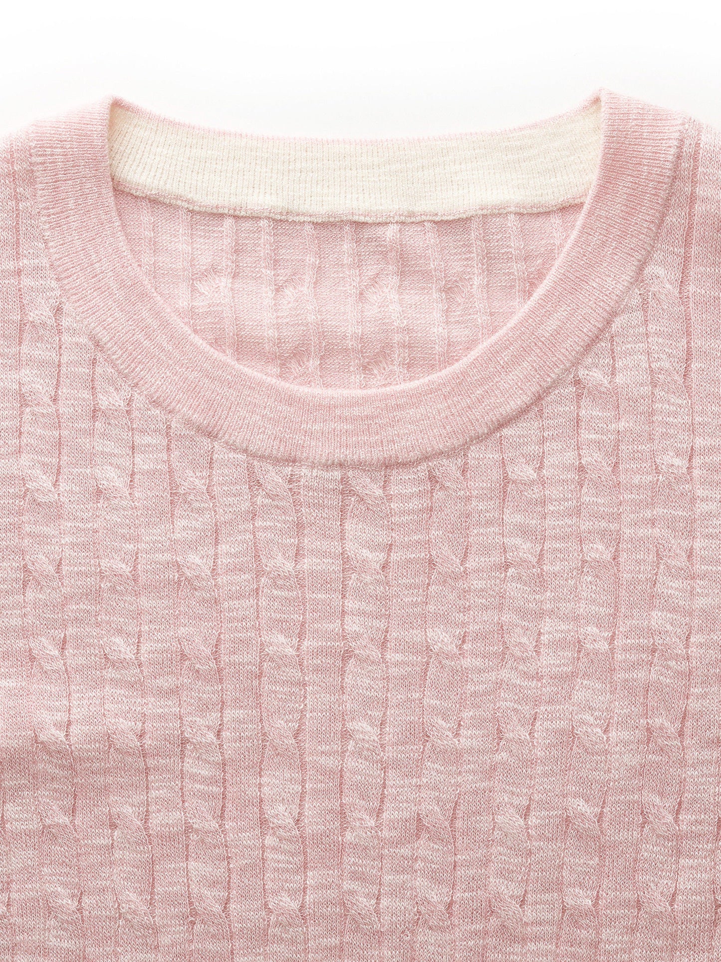 Round Neck Women Cable Knit T-Shirt