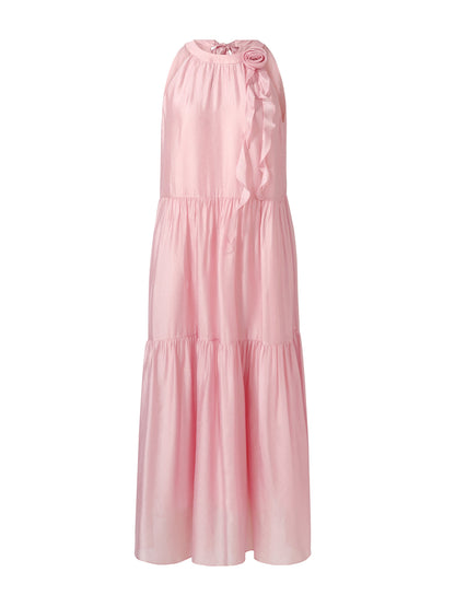 Women Halter Maxi Dress With Detachable Flower