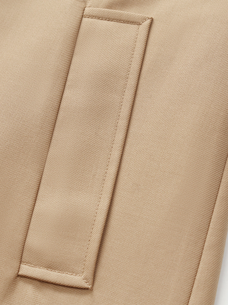 Worsted Wool Lantern Sleeve Women Trench Coat With Leather Belt