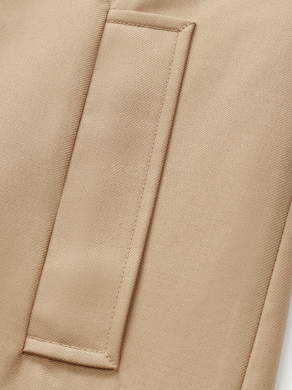 Worsted Wool Lantern Sleeve Women Trench Coat With Leather Belt