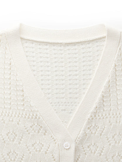 V-Neck Women Long Open-Knit Cardigan