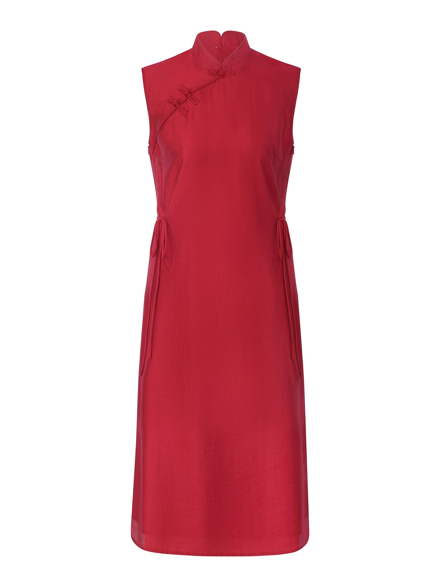 Tencel Blend Sleeveless Women Qipao Midi Dress