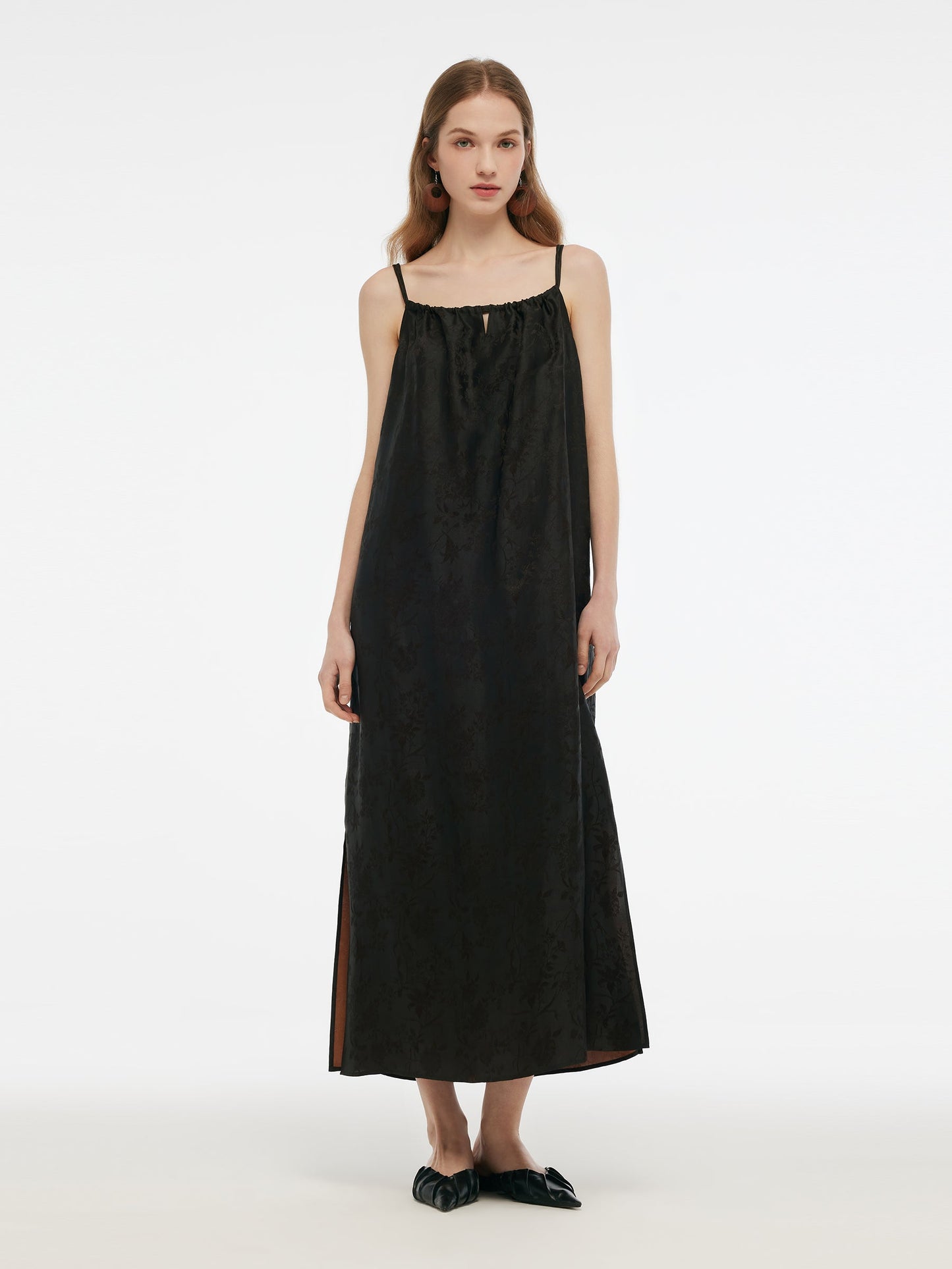 25MM Xiang Yun Silk Jacquard Adjustable Straps Women Maxi Dress