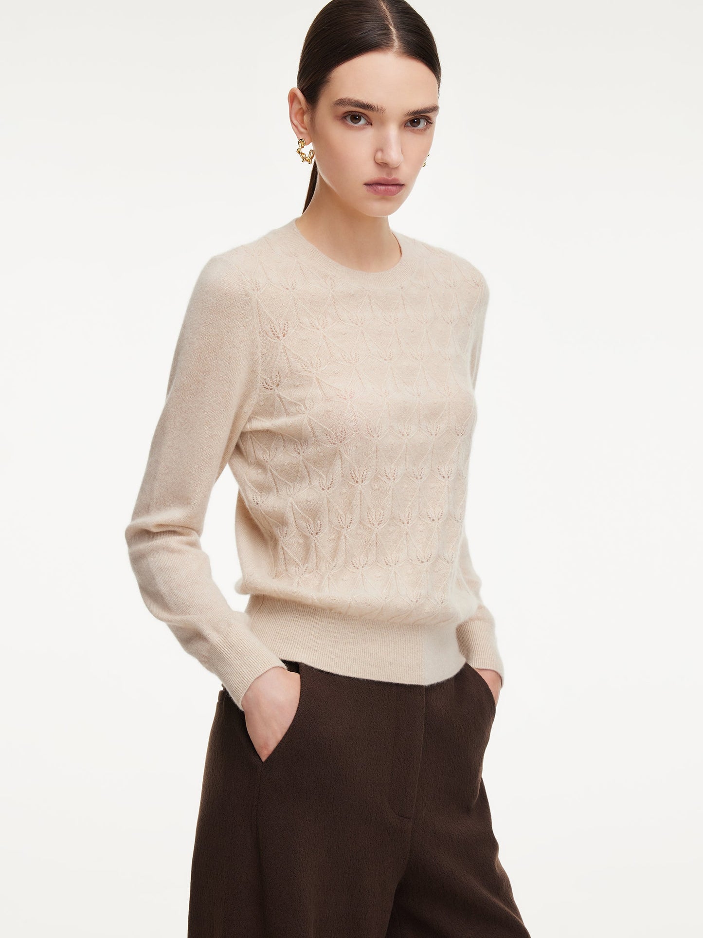 100% Cashmere Jacquard Women Sweater