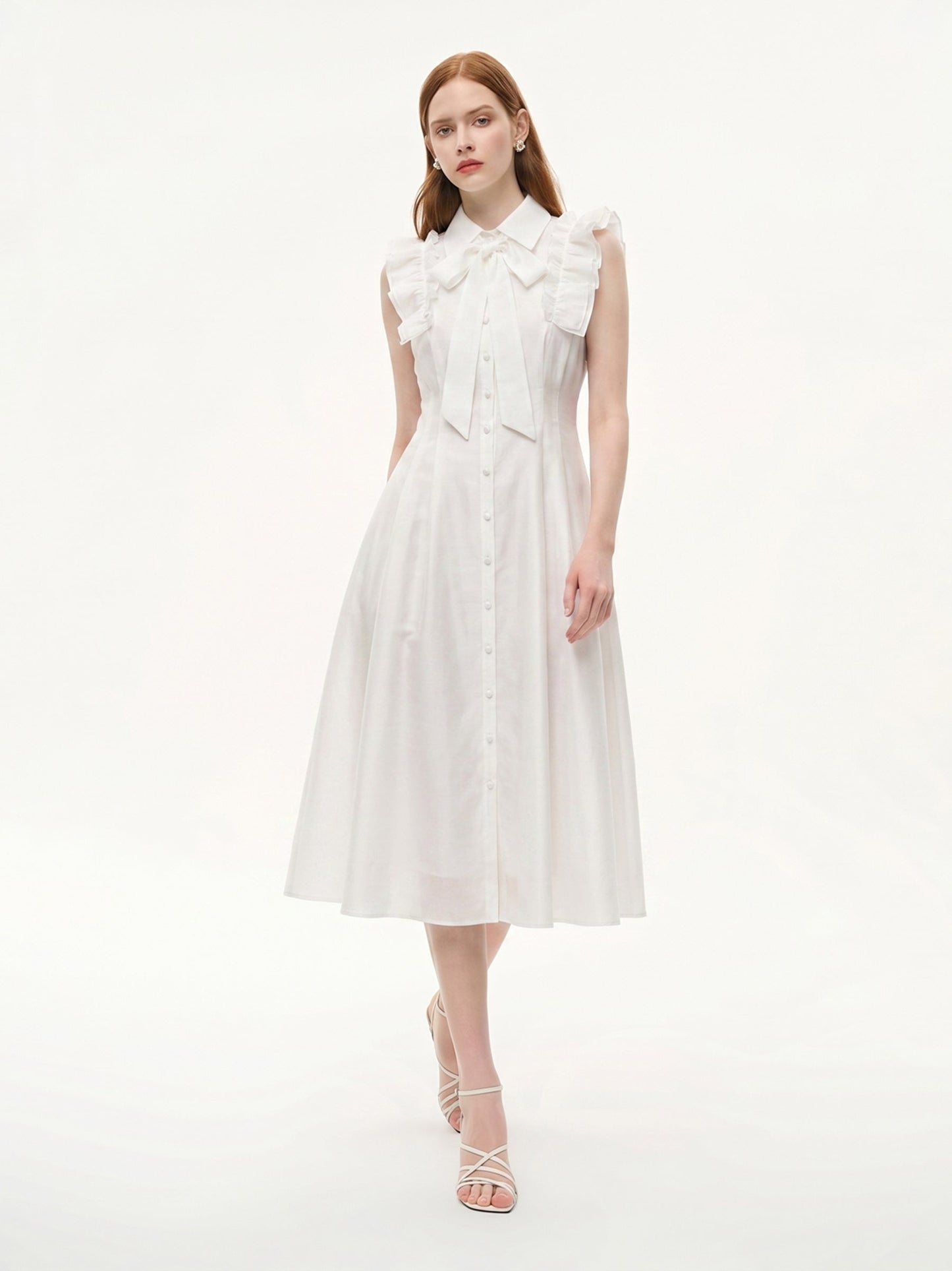 Lyocell Blend Ruffle Women Maxi Dress With Ribbon And 100% Cotton Lining