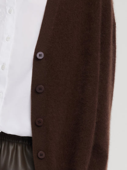 100% Brushed Wool V-Neck Women Cardigan