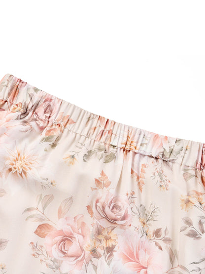 10MM Mulberry Silk Floral Print Women Tiered Skirt