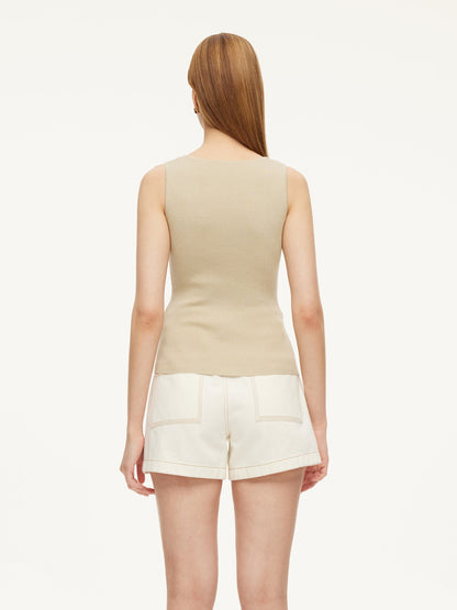 Square Neck Women Knit Tank Top