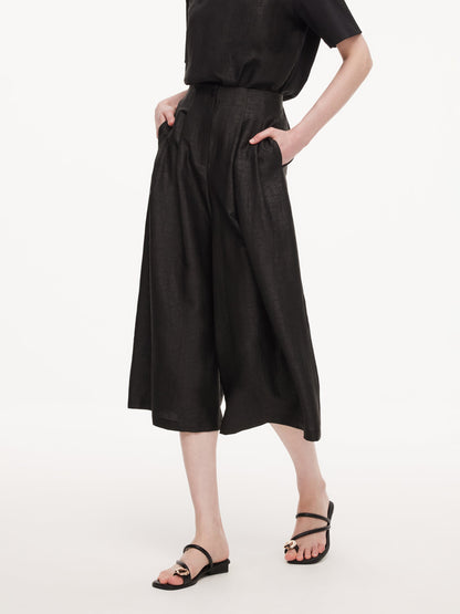 18MM Gambiered Canton Gauze Women High-Waisted Culottes