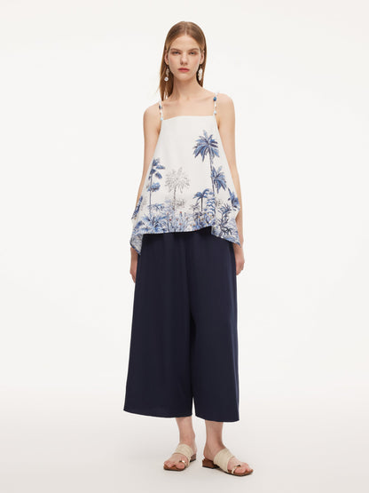 Linen Blend A-Line Women Culottes