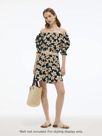 Cotton Floral Print Convertible Neckline Women Tunic Top