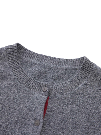 100% Wool Color Block Pony Embroidered Women Cardigan