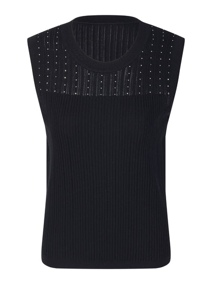 Lyocell Blend Rhinestone Women Knit Tank Top