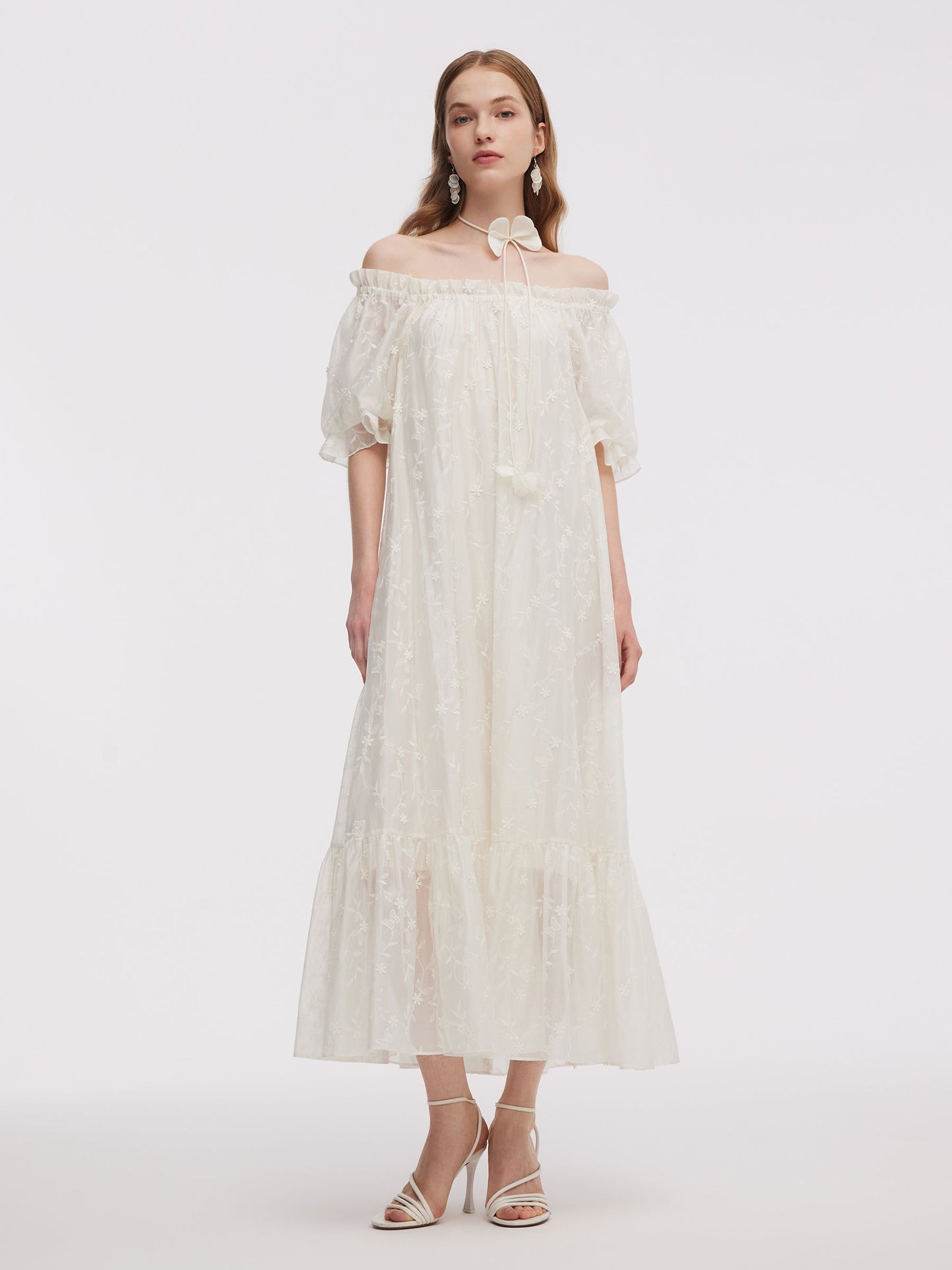 Tencel Blend Embroidered Women Maxi Dress