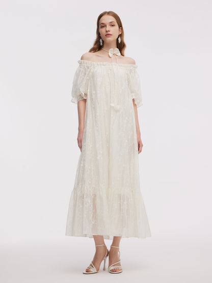 Tencel Blend Embroidered Women Maxi Dress