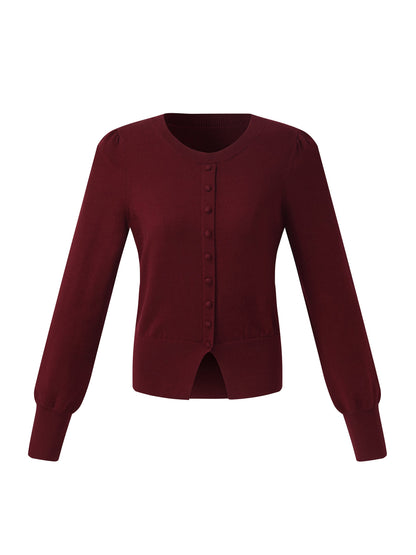 Tencel Blend Puff Long Sleeve Women Knit Top