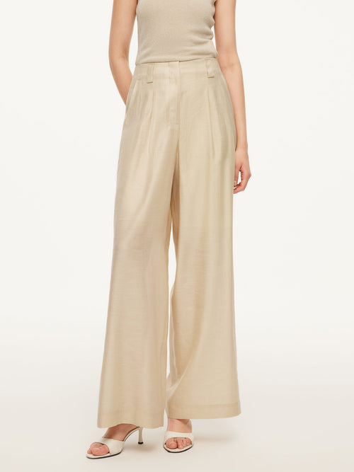 Tencel Acetate Linen Blend Women Straight Leg Pants