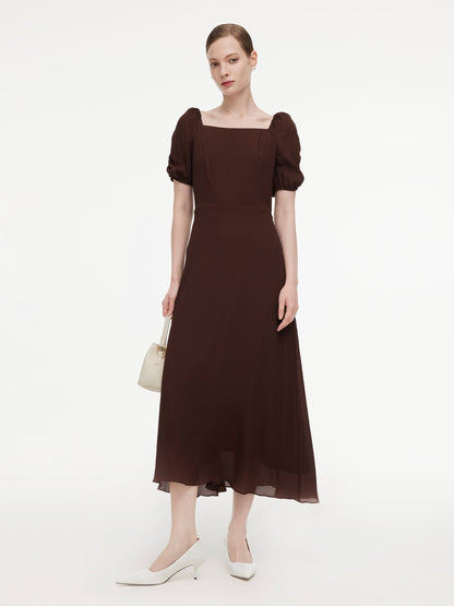 [Preview] 10.5 MM Mulberry Silk Square Neck Women Maxi Dress