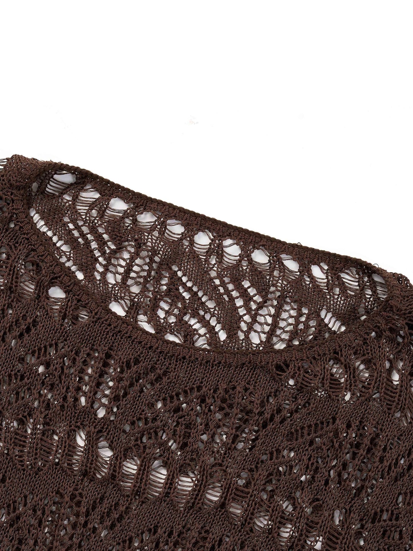 Cotton Blend Open-Knit Top And Camisole Two-Piece Set