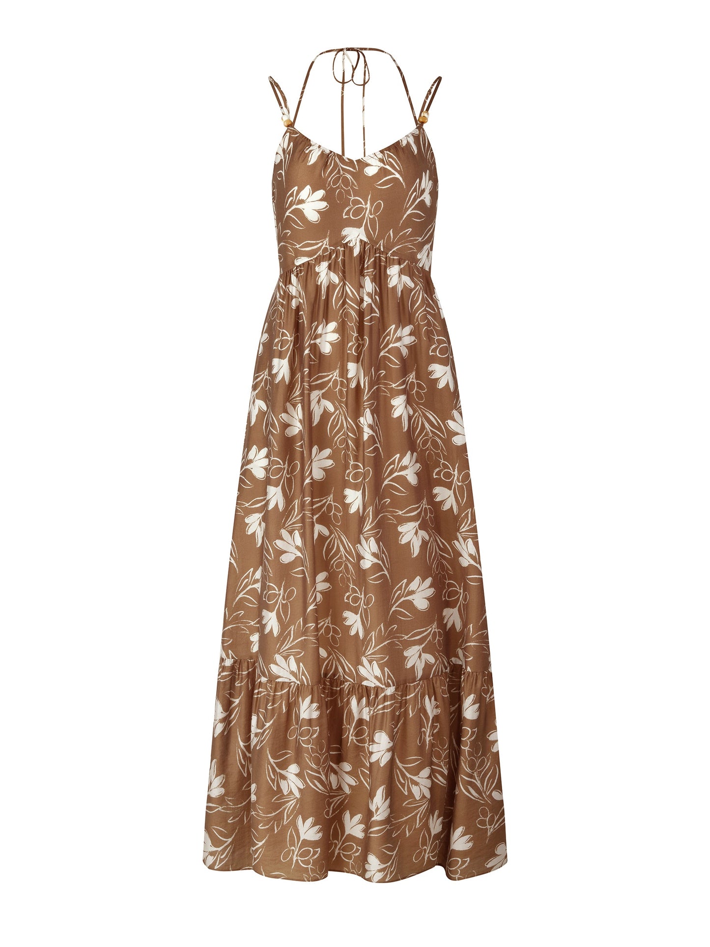 Tencel Blend Floral Print Women Strap Maxi Dress