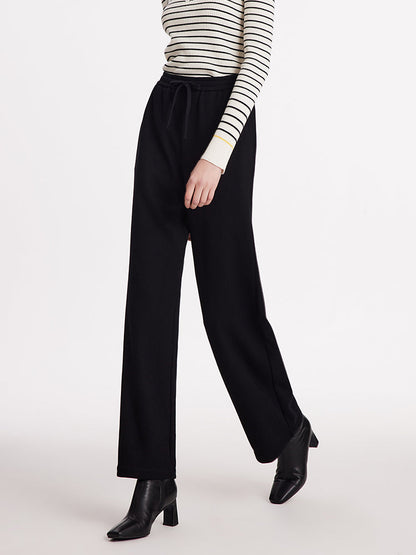 Knitted Straight Women Pants With Elastic Waistband