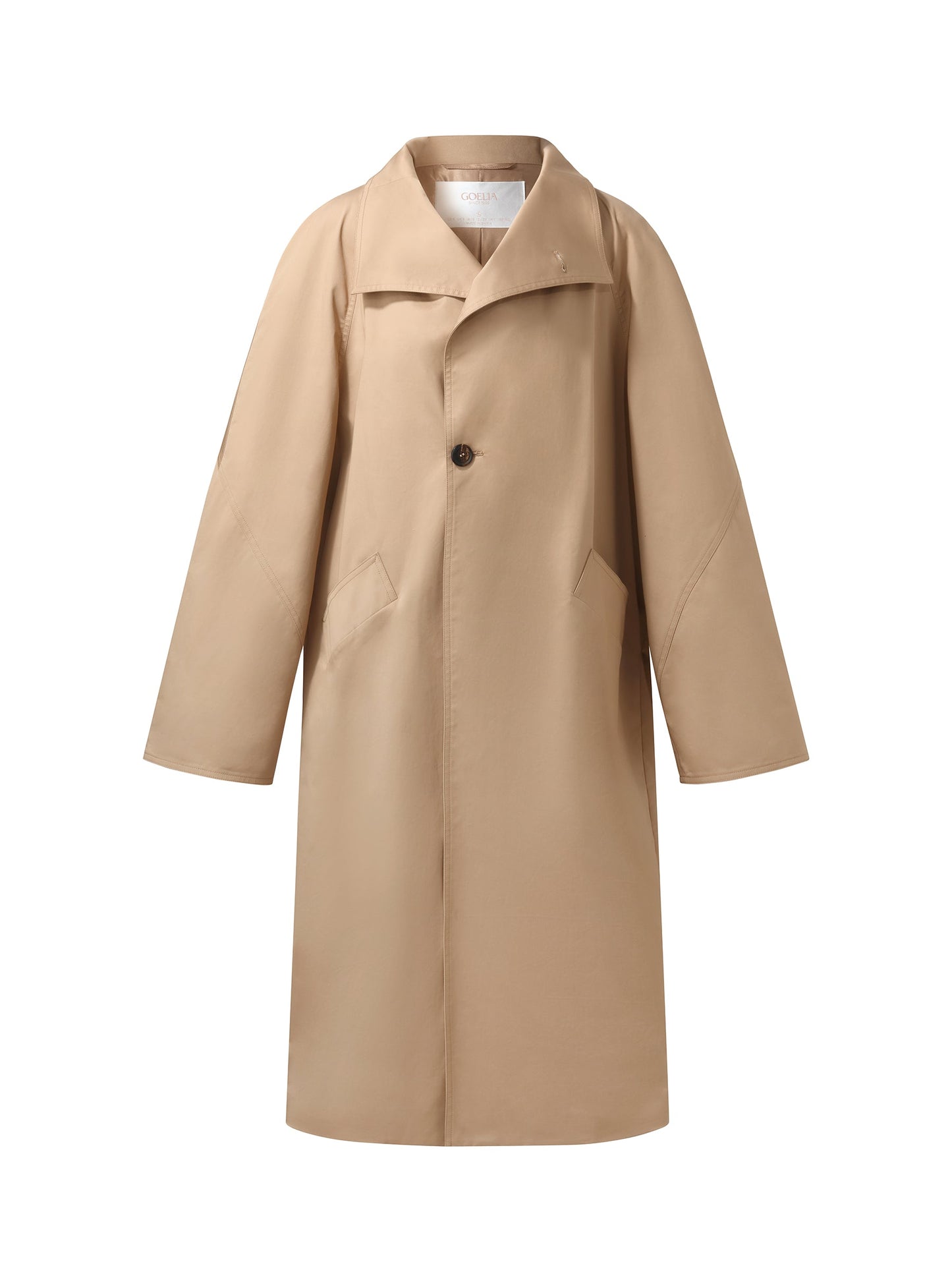 Cotton Color Block Cuffs Unisex Trench Coat