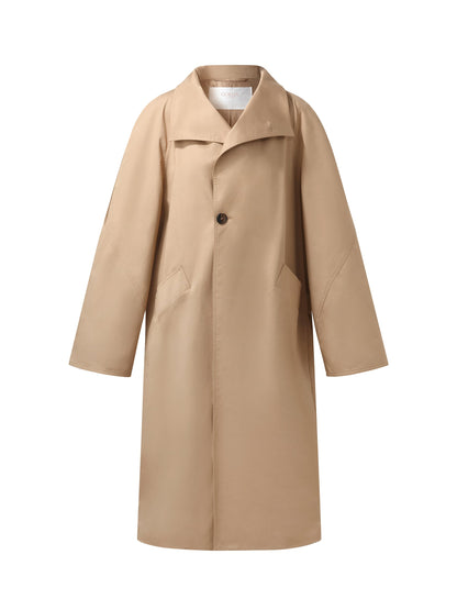 Cotton Color Block Cuffs Unisex Trench Coat