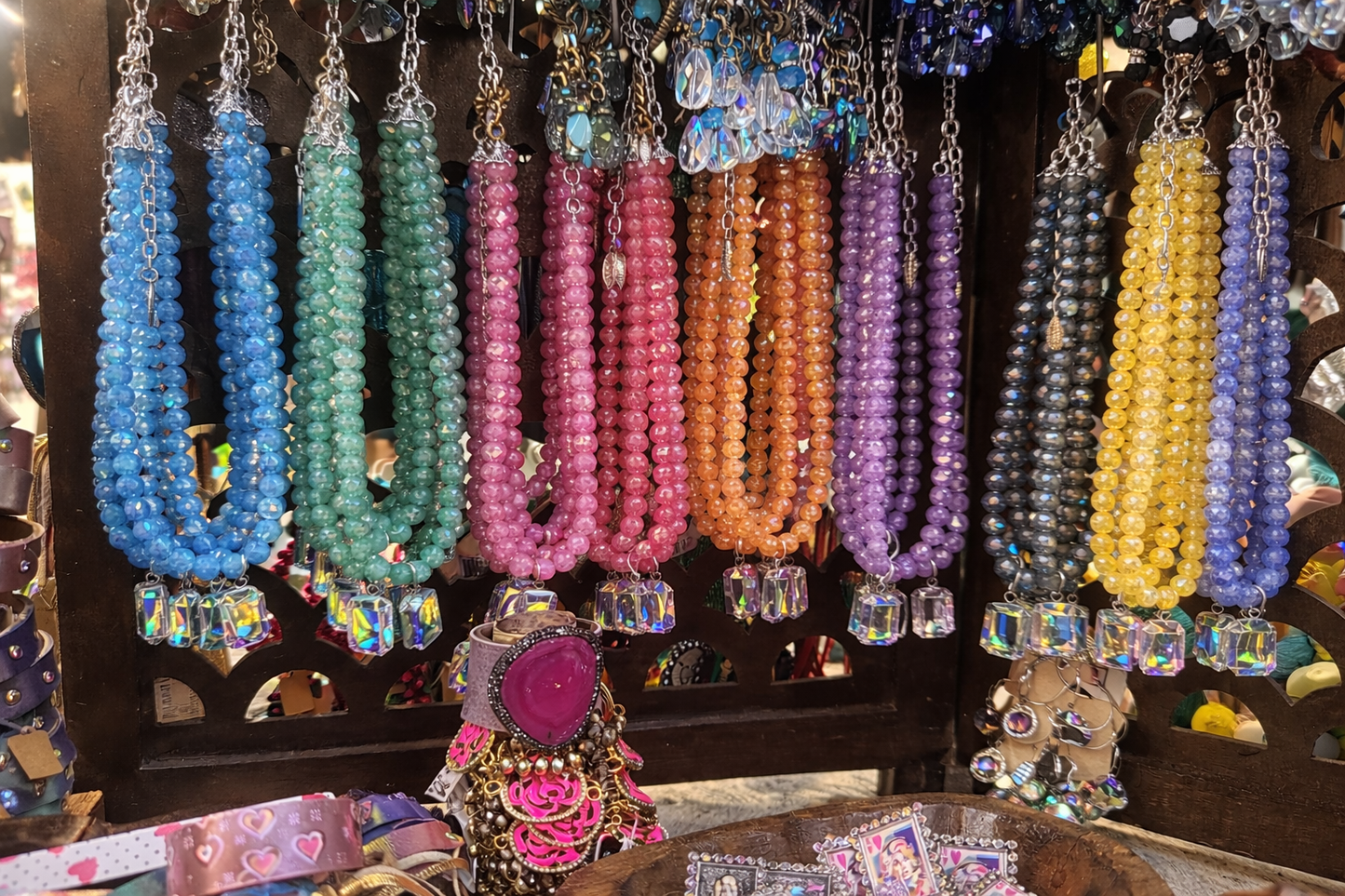 Candy Luxe Colorful Beaded Crystal Drop Statement Necklace by Sandra Ling Designs