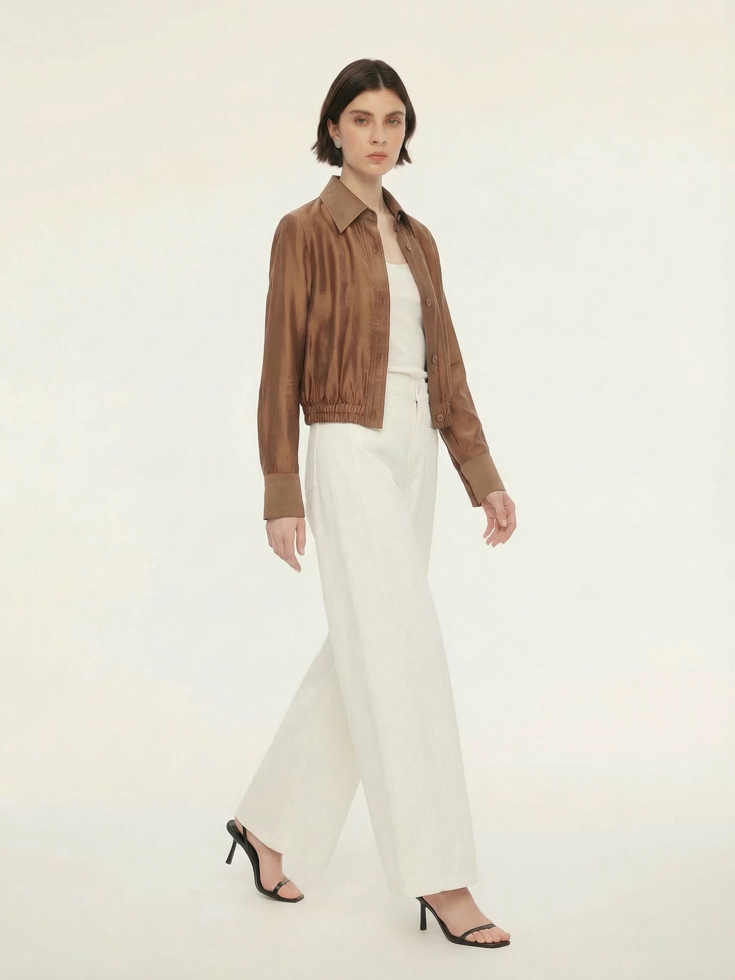 Tencel Blend Women Sheer Cropped Jacket