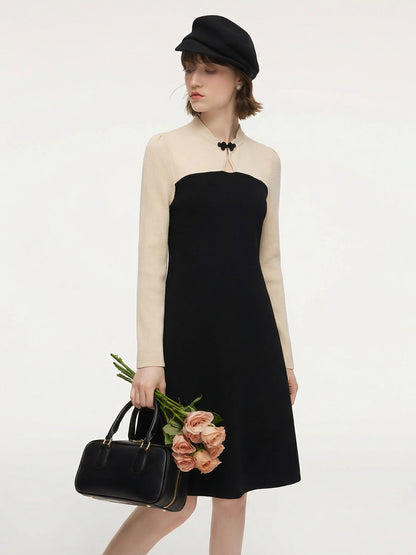 Lyocell Wool Blend Women Knit Qipao Midi Dress