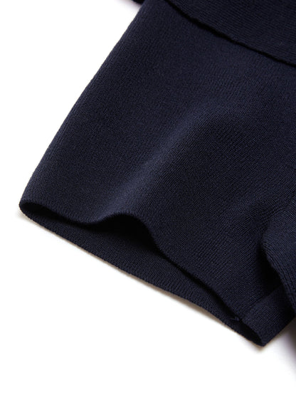 Tencel Blend Color Block Tie Front Women Knit Top