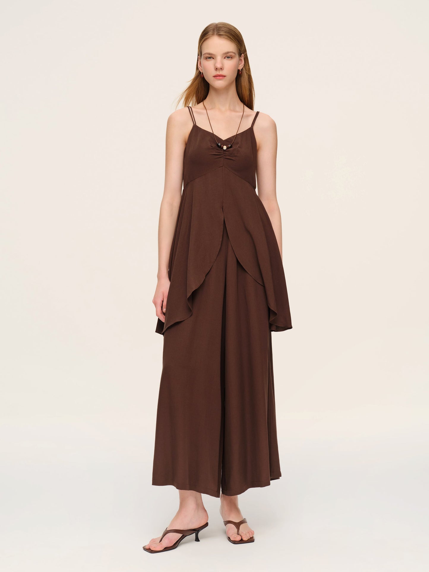 Linen Blend Camisole And Culottes Two-Piece Set