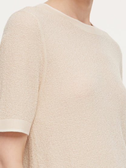 Triacetate Tencel Blend Contrast Trim Women Knit Top