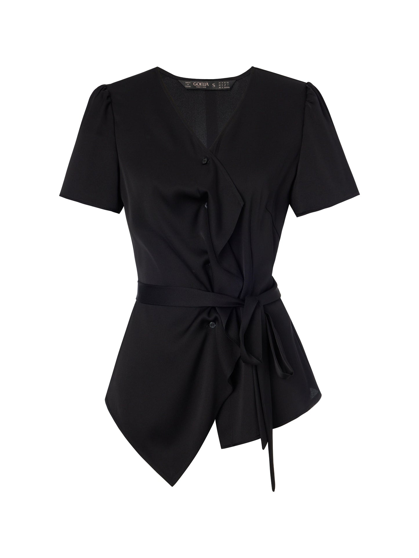 22MM Mulberry Silk Asymmetrical Hem Women Blouse With Ribbon