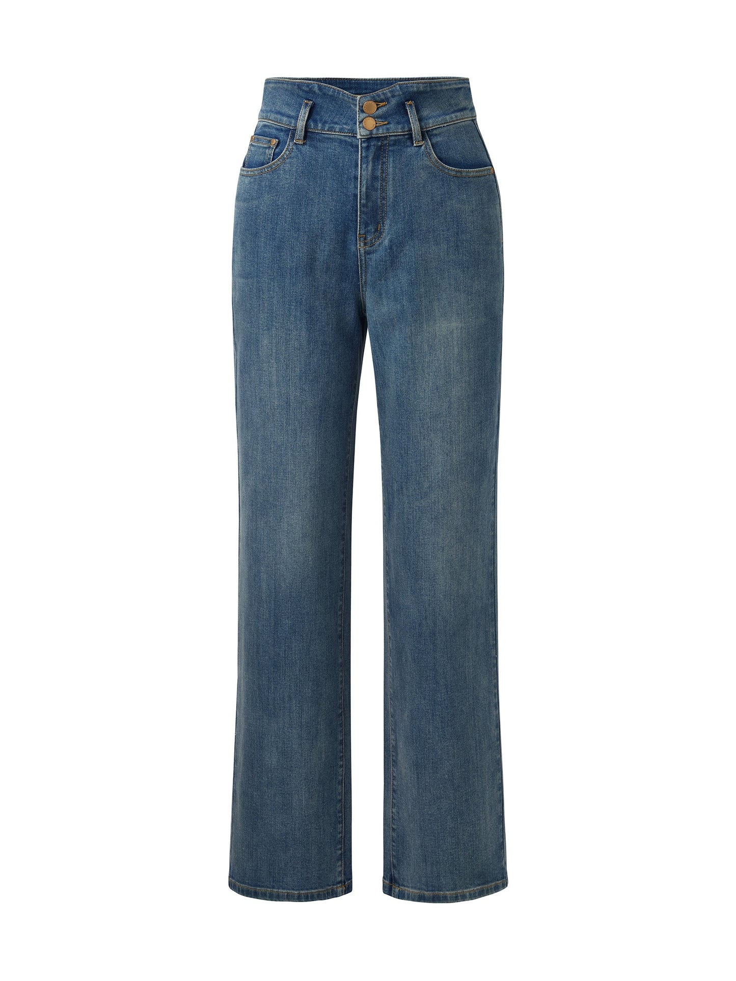 Denim Women High-Waisted Straight Leg Jeans