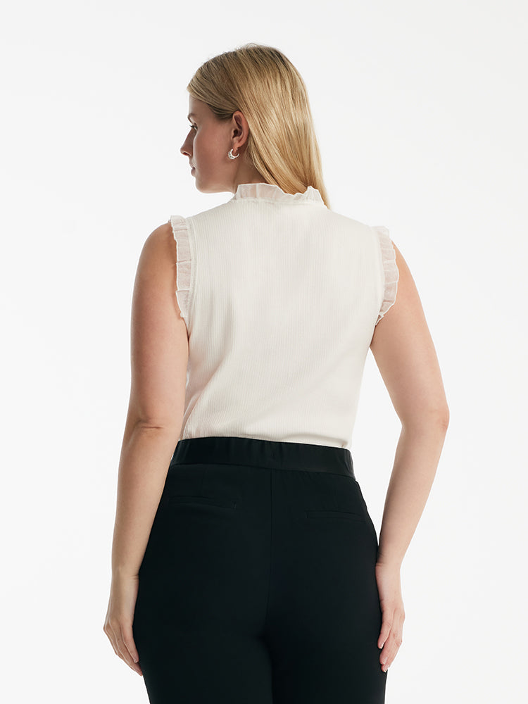 Tencel And Woolen Lace Ruffle Women Tank Top