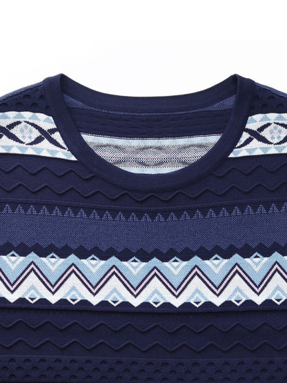 Multicolored Jacquard Women Knit Mini Dress