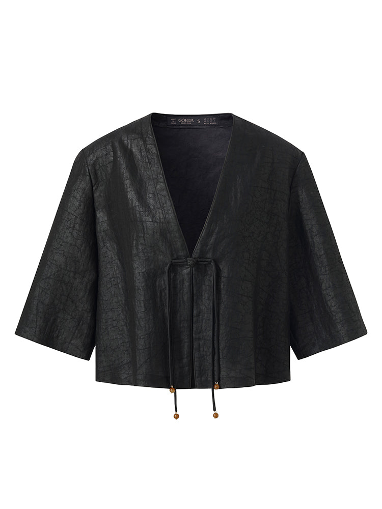 18 Momme Xiang Yun Silk Mandarin Button Women Crop Jacket