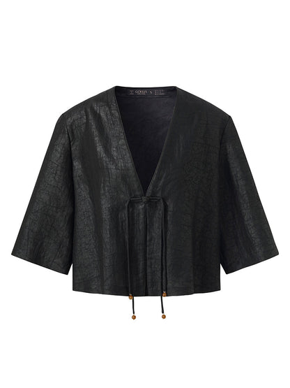 18 Momme Xiang Yun Silk Mandarin Button Women Crop Jacket