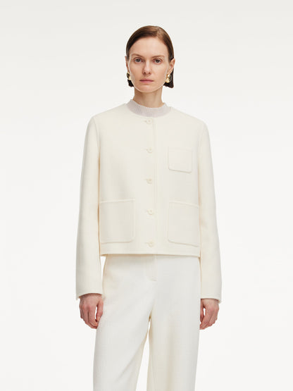 Cashmere Wool Blend Double-Faced Women Crop Jacket