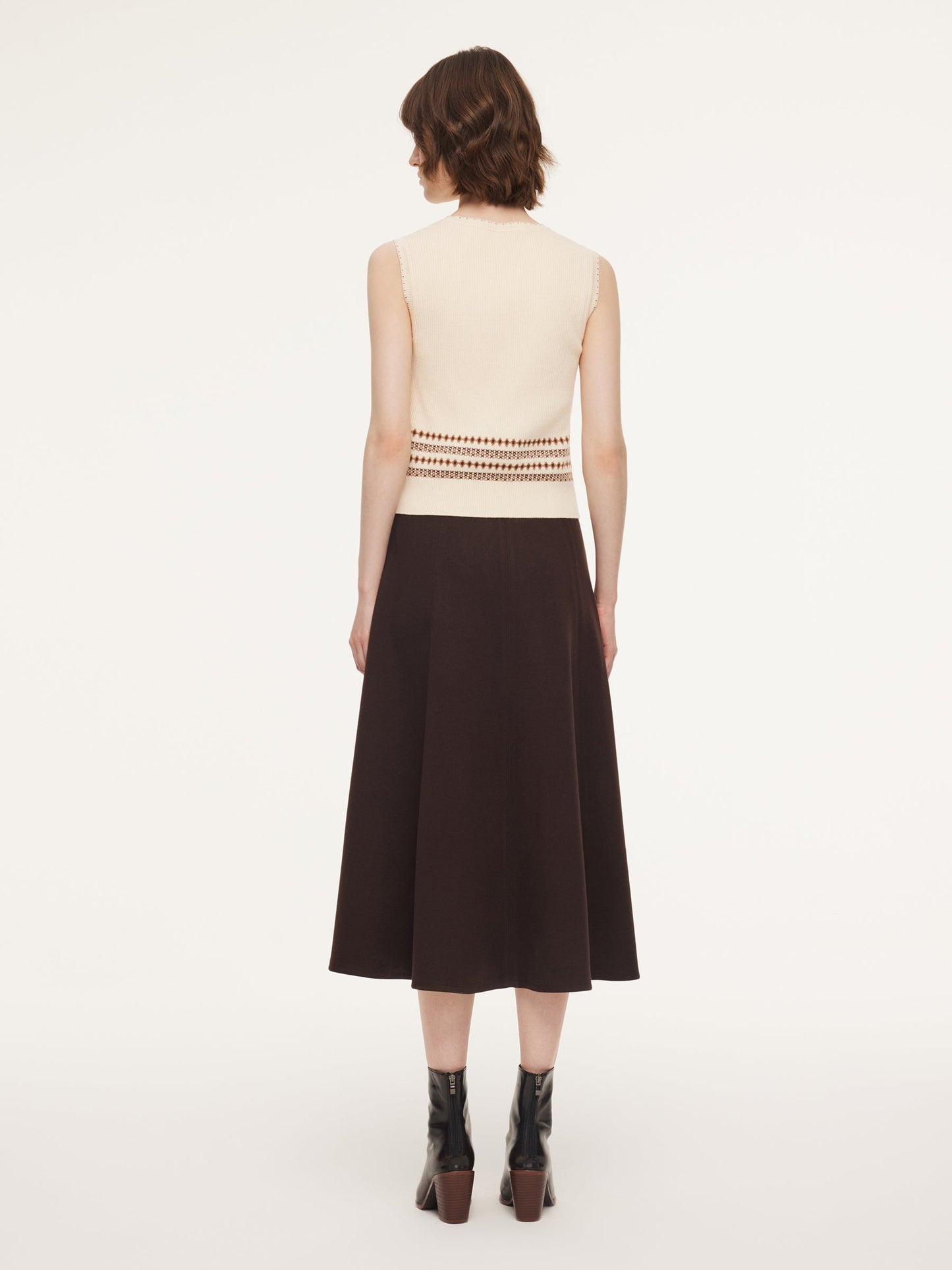 Tencel Wool Blend Cardigan And Tank Top And Skirt Three-Piece Set