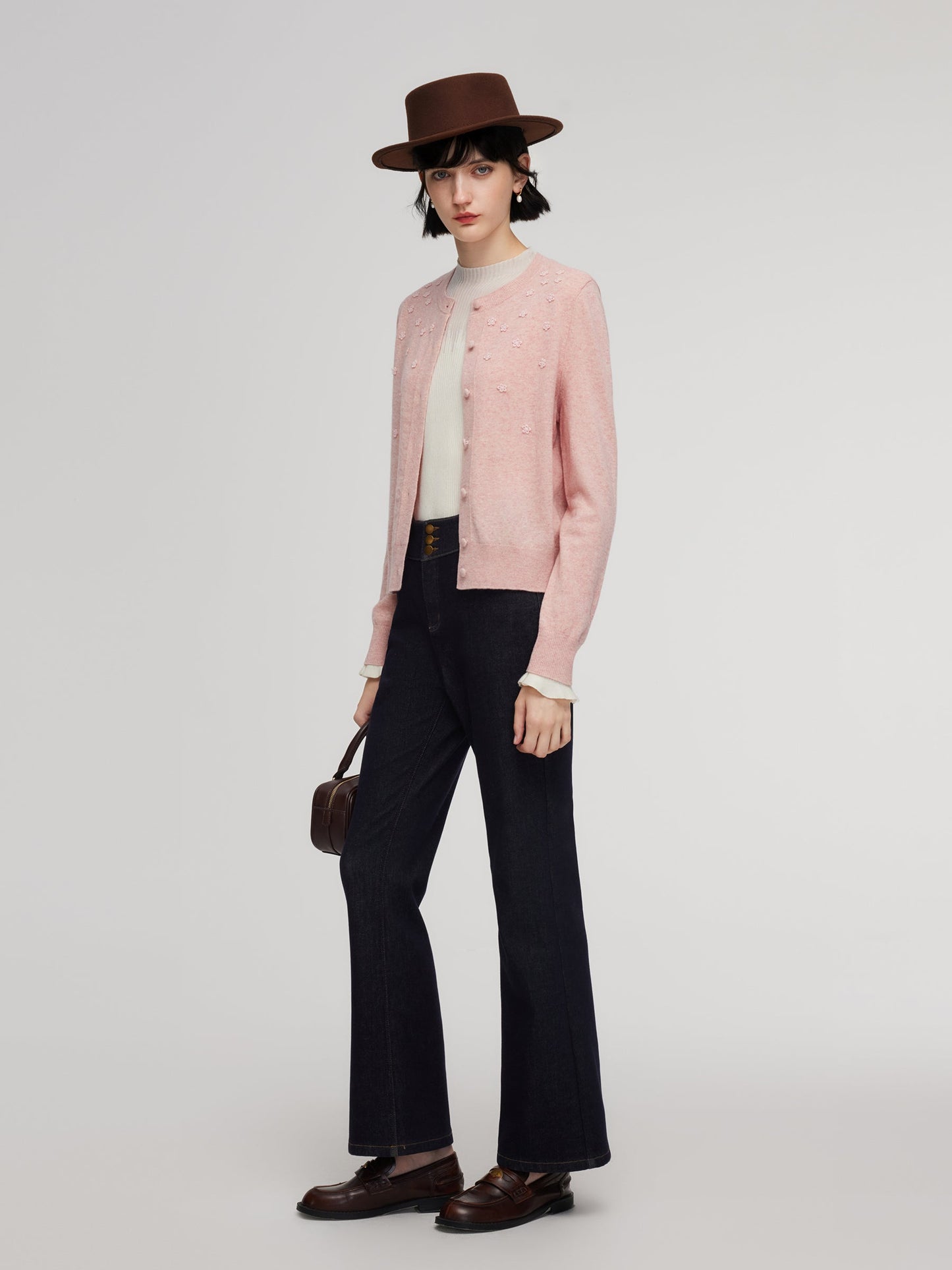100% Wool Floral Women Cardigan