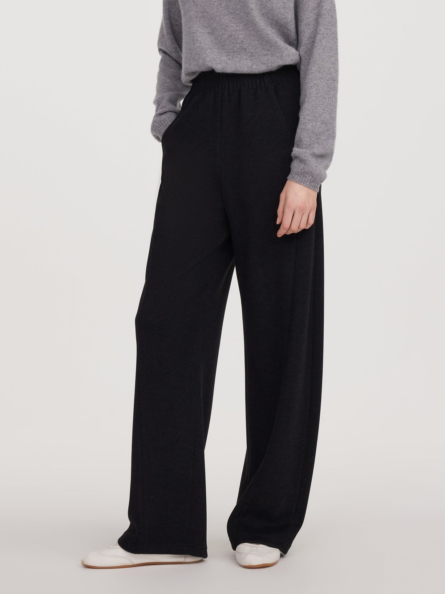 Elastic Waist Women Curved Leg Pants